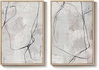 Large Framed Neutral Line Abstract Wall Art Set of 2 - Image 9
