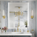 Amorho Bathroom Mirror, 28x36 Inch White Thick Metal Framed Wall Mirrors - Image 8