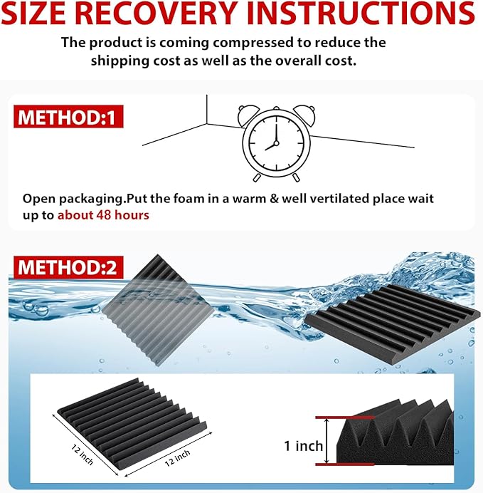 FONESO Acoustic Panels, High Density Soundproof Foam Panels, Fire Resistant - Image 7
