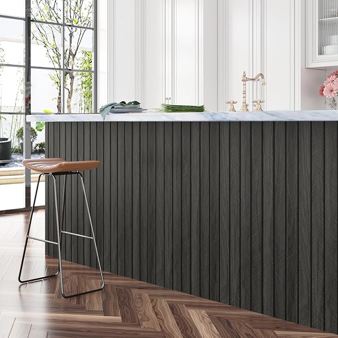 Grey/Black 3D Wood Panels for Interior Wall Decor Self Adhesive Wood Slat Wall - Image 4