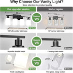 Indoi 4-Light Bathroom Light Fixtures, Matte Black Vanity Lights - Image 3