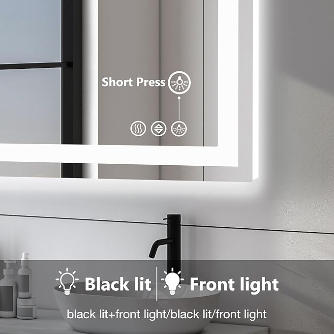 DUMOS 28.1"x36.1" LED Bathroom Mirror, Smart Anti-Fog Bathroom Vanity Mirror - Image 5