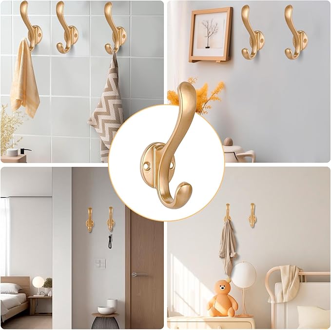 8 Pack Coat Hooks Wall Mount Heavy Duty Utility Retro Double Hooks - Image 5