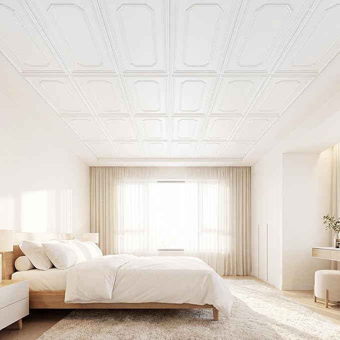 Giantex 24 Pack PVC Wall Panels, Glue Up or Drop Ceiling Panel, Waterproof 3D - Image 9
