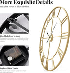 Cuspin Wall Clock, Battery-Operated Metal Roman Number Round Decorative Big - Image 6