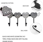 Coat Rack Wall Mounted with 4 Hooks, Heart Geometric Pattern Decorative Wall - Image 3