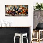 Abstract Kitchen Wall Art Geometric Dining Room Wall Decor Red Wine Glass - Image 3