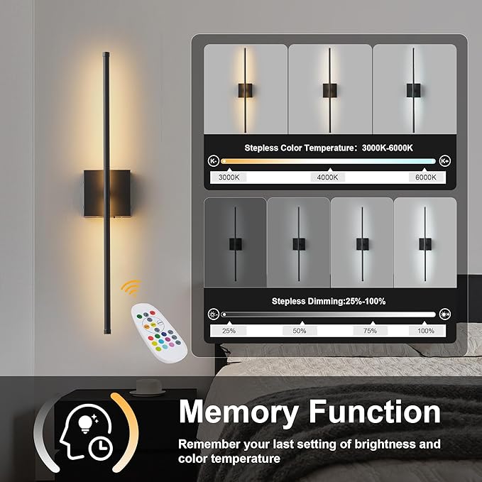 KARTOOSH 32.2 Inch 9 RGB Color Battery Operated Wireless Wall Sconces Set of Two - Image 6