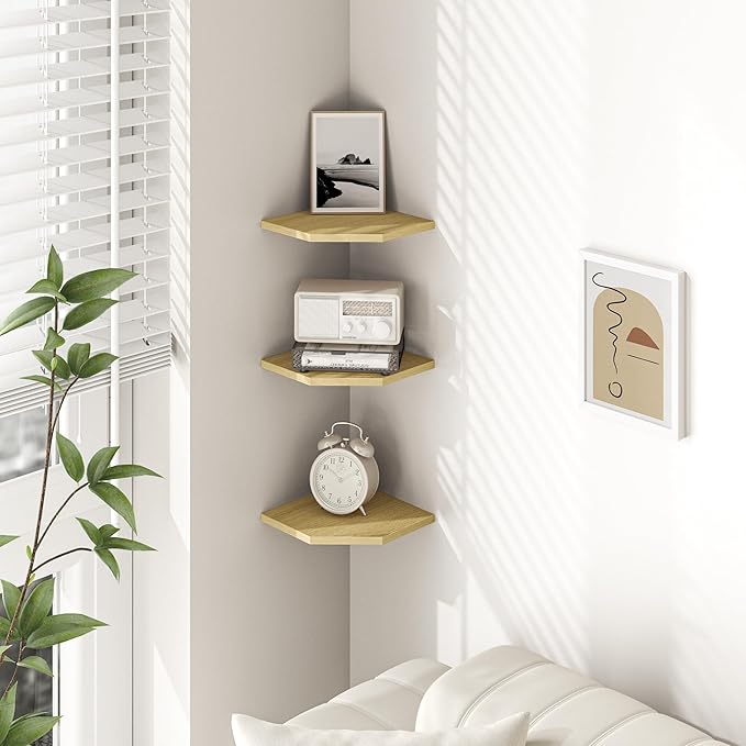 Corner Shelf Wall Mount, Floating Corner Shelves, Rustic Wood Wall Storage - Image 2