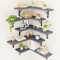 Fixwal Corner Floating Shelves Set of 5, Rustic Wood Wall Mounted Corner Shelf by Fixwal