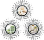 3 Set Sunburst Mirrors for Wall Decorative Metal Mirrors Small Mirror Sets by Cityelf