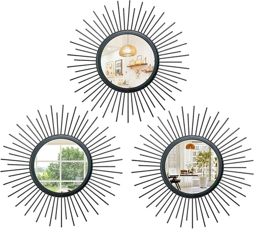 3 Set Sunburst Mirrors for Wall Decorative Metal Mirrors Small Mirror Sets by Cityelf
