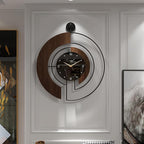Modern Walnut Marble Dial Wall Clock, Large Wood Metal Frame Silent Non Ticking by VIVIFLYSE