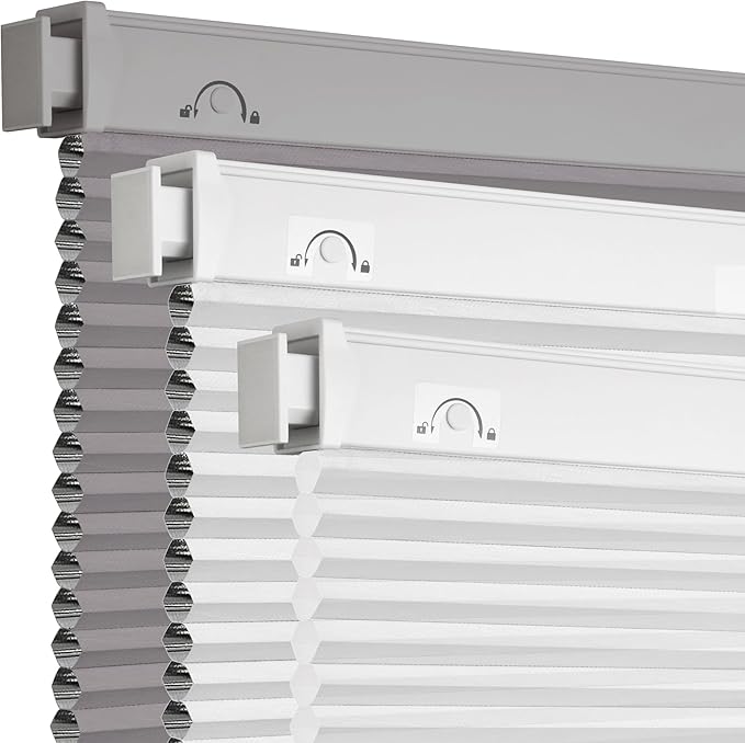 Grandekor No Drill No Tools Cordless Cellular Shades, 32.5" W x 64" H, Light by Grandekor
