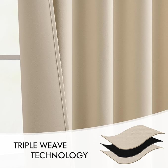 MIULEE Back Tab Cream Beige Curtains 90 Inch Long 2 Panels Set - Image 7
