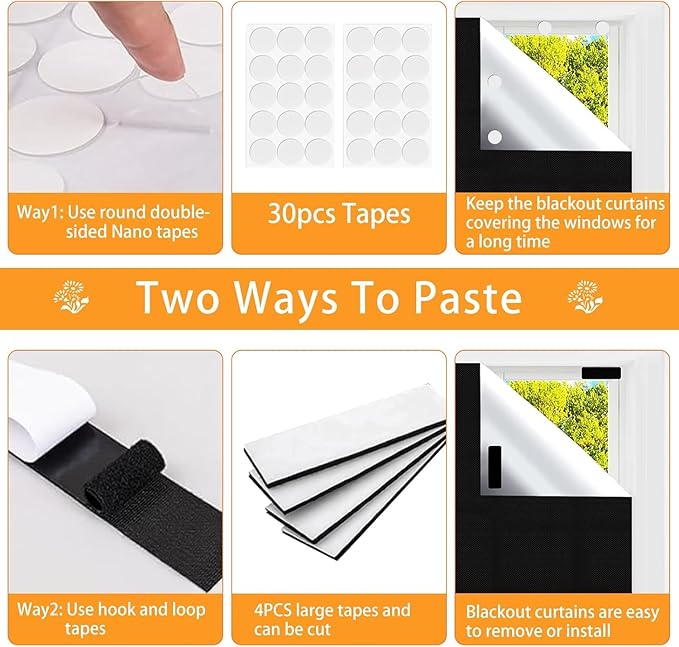 Blackout Window Cover，39 x57 inches Portable Black Out Blinds Stick On Window - Image 4