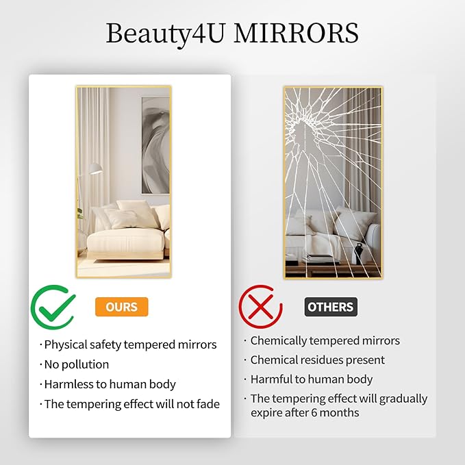 Beauty4U 65" x 24" Full Length Mirror - Image 3