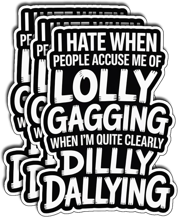 (3Pcs) I Hate When People Accuse Me of Lollygagging When I’m Clearly Dilly Dallying Sticker Vinyl Stickers for Water Bottles Laptop Phone Car Window Helmet Gifts Size 2.2" x 3"