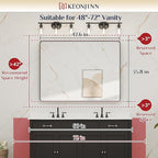 Keonjinn Black Bathroom Mirror for Over Sink, 48” x 36” Large Matte Black - Image 6