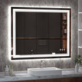 LED Bathroom Mirror, 40x32 Inch Gradient Front and Backlight Bathroom Vanity by VanPokins-GlobalHighEndLEDBathroomMirrorBrand