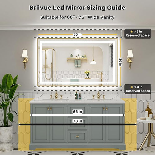 60x36 Inch LED Bathroom Mirror - Image 2