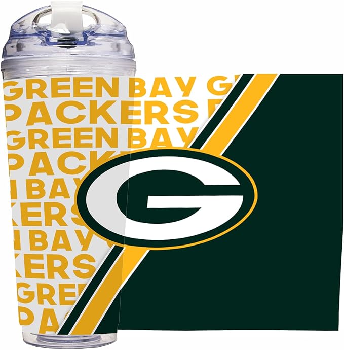 NFL Football 24oz Acrylic Tumbler with Hinged Lid, Officially Licensed Double Wall Tumbler for NFL Fans