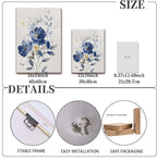 KISSFOX Framed Colorful Wildflower Blue Canvas Wall Art Set Of 3 Flowers - Image 4