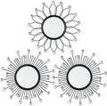 3 Pack Metal Mirrors for Wall Sunburst Wall Mirrors Home Décor Decorative by Uaussi