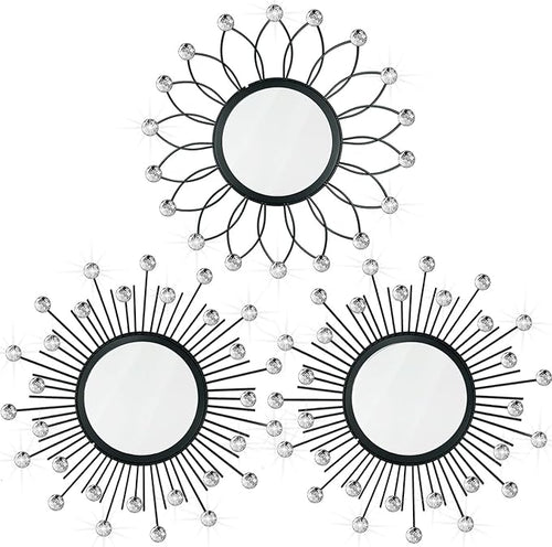 3 Pack Metal Mirrors for Wall Sunburst Wall Mirrors Home Décor Decorative by Uaussi