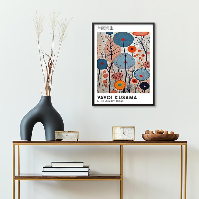 Yayoi Kusama Black Framed Wall Art 24x36in Vintage Japanese Painting Posters - Image 6