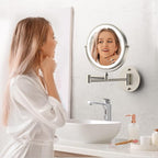 Rocollos Rechargeable Wall Mounted Lighted Makeup Mirror, 8 Inch Double-Sided - Image 5