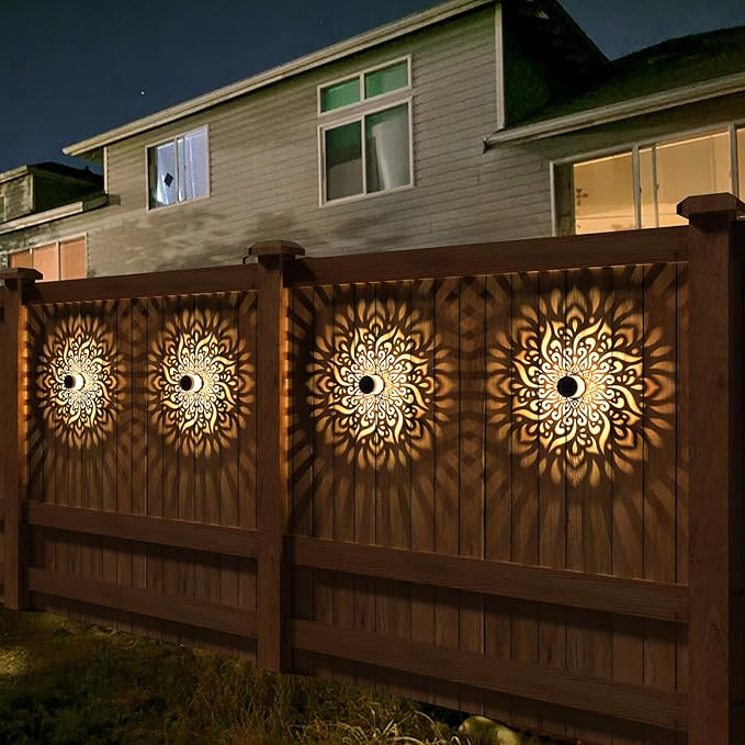 gardencave 4 Pack Solar Fence Lights Metal Solar Powered Outdoor Wall Deck Step - Image 4