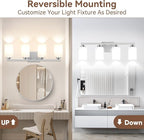 Brushed Nickel 4-Light Bathroom Light Fixtures, Classic Wall Light Fixture - Image 2