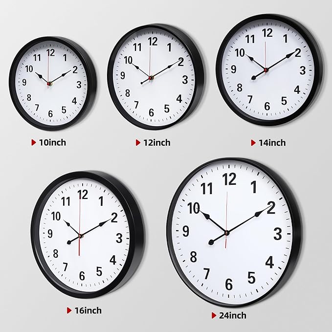 LEIKE Metal Large Wall Clock 24IN Black, Retro Silent Quartz Battery Operated - Image 3