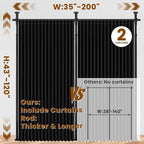 100% Blackout Room Divider Curtains Sets Black 2 Panels W100 x L96in No Drill - Image 2