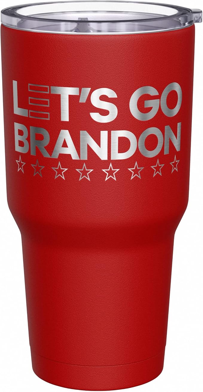 We The People Holsters - Let's Go Brandon - Coffee Tumbler - American Flag Coffee Travel Mug - Engraved Tumbler - Double Insulated Tumbler - 30 oz