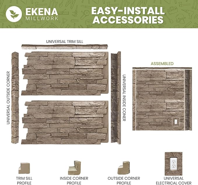 EverStone Aged Brick Faux Brick Panel, 46 7/8"W x 27"H x 1 1/4"D, Burnished Red - Image 15