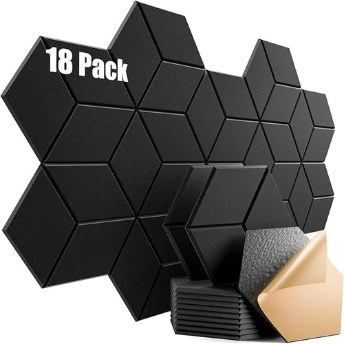 18 Pack Self-Adhesive Acoustic Panels 12" X 10" X 0.4" by Dailycooper