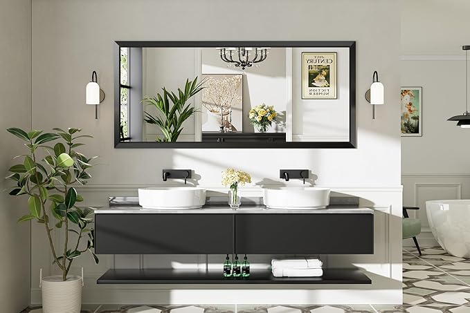 Briivue 72x32 Inch Black Bathroom Mirror - Image 9