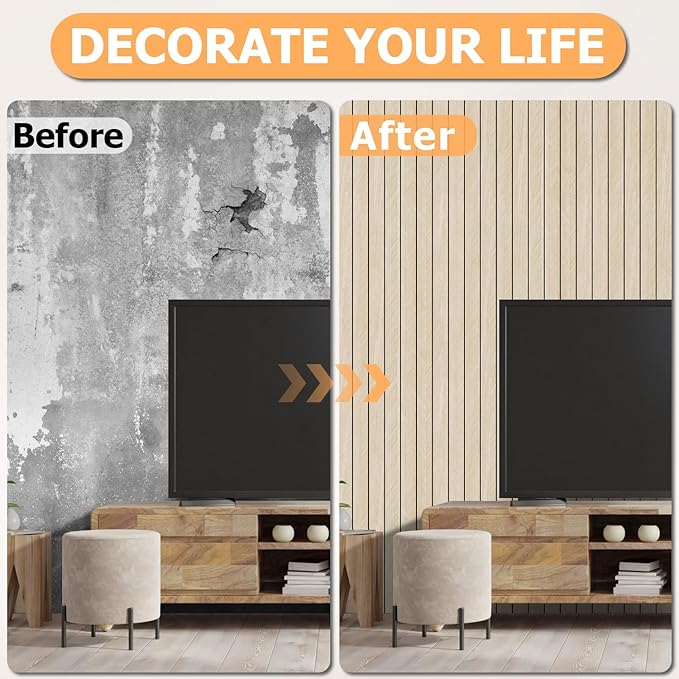 Arthome Peel and Stick Slat Wall Panels 15.7 "x240, Self-Adhesive PVC Wood - Image 7