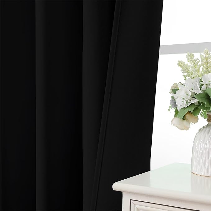 CUCRAF Black Blackout Curtains 72 inch Length 2 Panels Set, Rod Pocket Room - Image 6