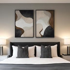 Large Framed Neutral Abstract Minimalist Wall Art Set of 2, Modern Canvas - Image 2
