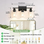 Indoi 3 Light Bathroom Light Fixtures, Matte Black Modern Vanity Lights - Image 8