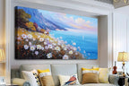Anolyfi Coastal Landscape Wall Art Nature Flower Mountain Canvas Painting Blue - Image 2