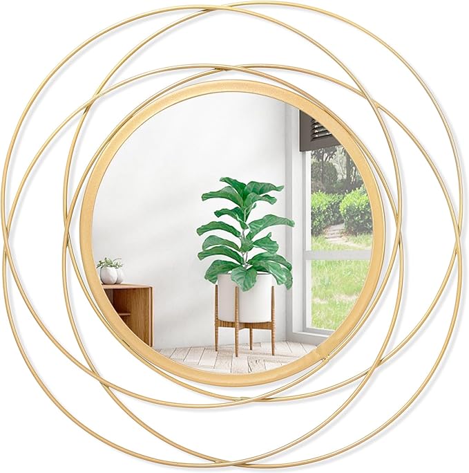 Mirrors for Wall Gold Circular Art Classic Metal Iron Frame Wall Mirror Decor by HLFMVWE