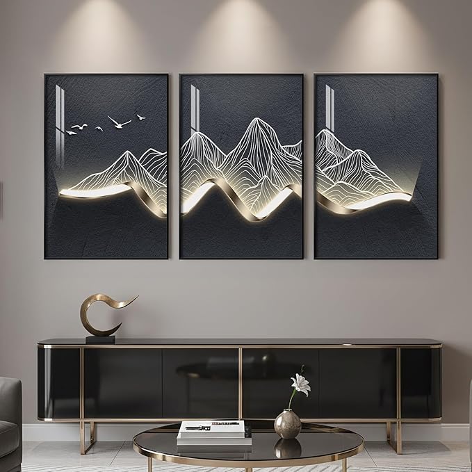 Large Framed Modern Abstract Mountain Wall Art - Image 3