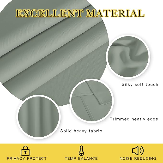 NICETOWN Sage Green Blackout Kitchen Curtain 45 inch Length - Image 4
