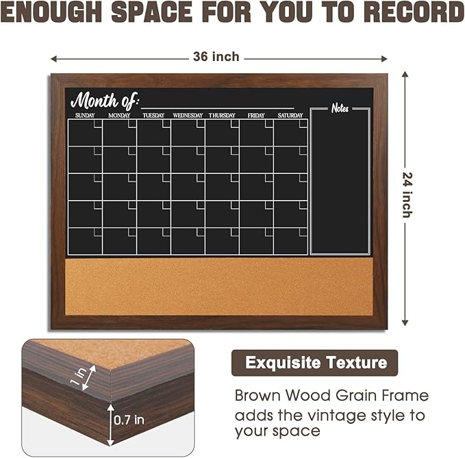 4 THOUGHT Chalkboard Calendar Corkboard Combo - Image 4