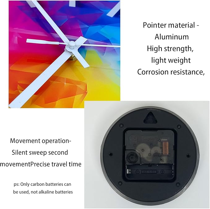 Square Glass Wall Clock Silent Analog Wall Clocks Battery Operated 12 Inch - Image 7