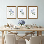 WRFON Blue Hydrangea Framed Wall Art Set of 3, Watercolor Floral Botanical - Image 3